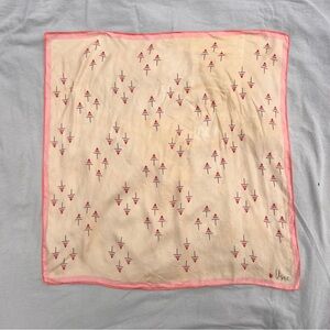 Vintage Vera Neumann Pink and Cream Geometric Tree Print Scarf